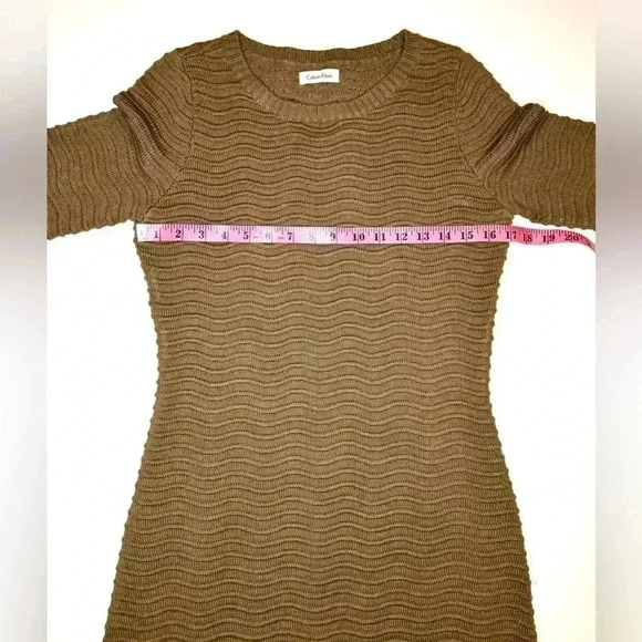 Calvin Klein Women’s Textured knit Midi Dress Taupe Brown Size - Large - Picture 7 of 9